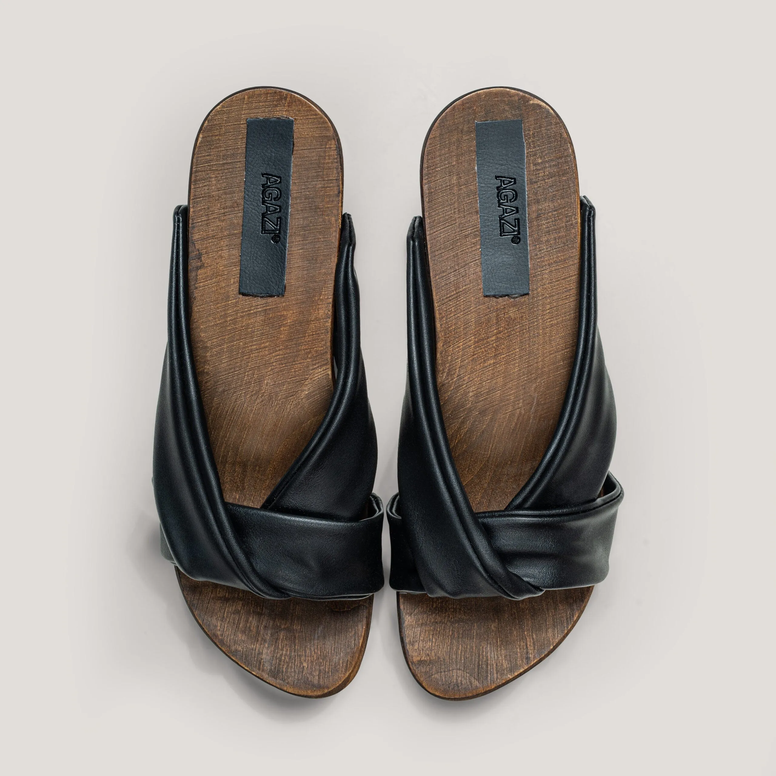 Vegane Holzschuhe aus Traubenleder | Schwarz