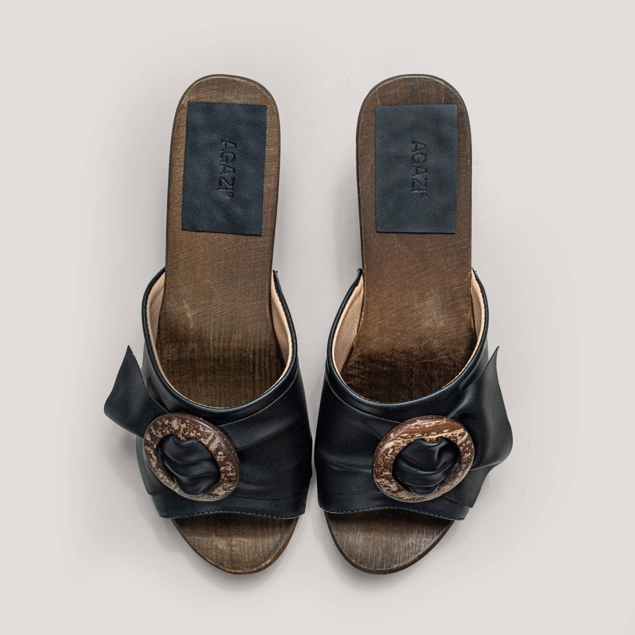 Vegane Holzschuhe aus Traubenleder | Schwarz