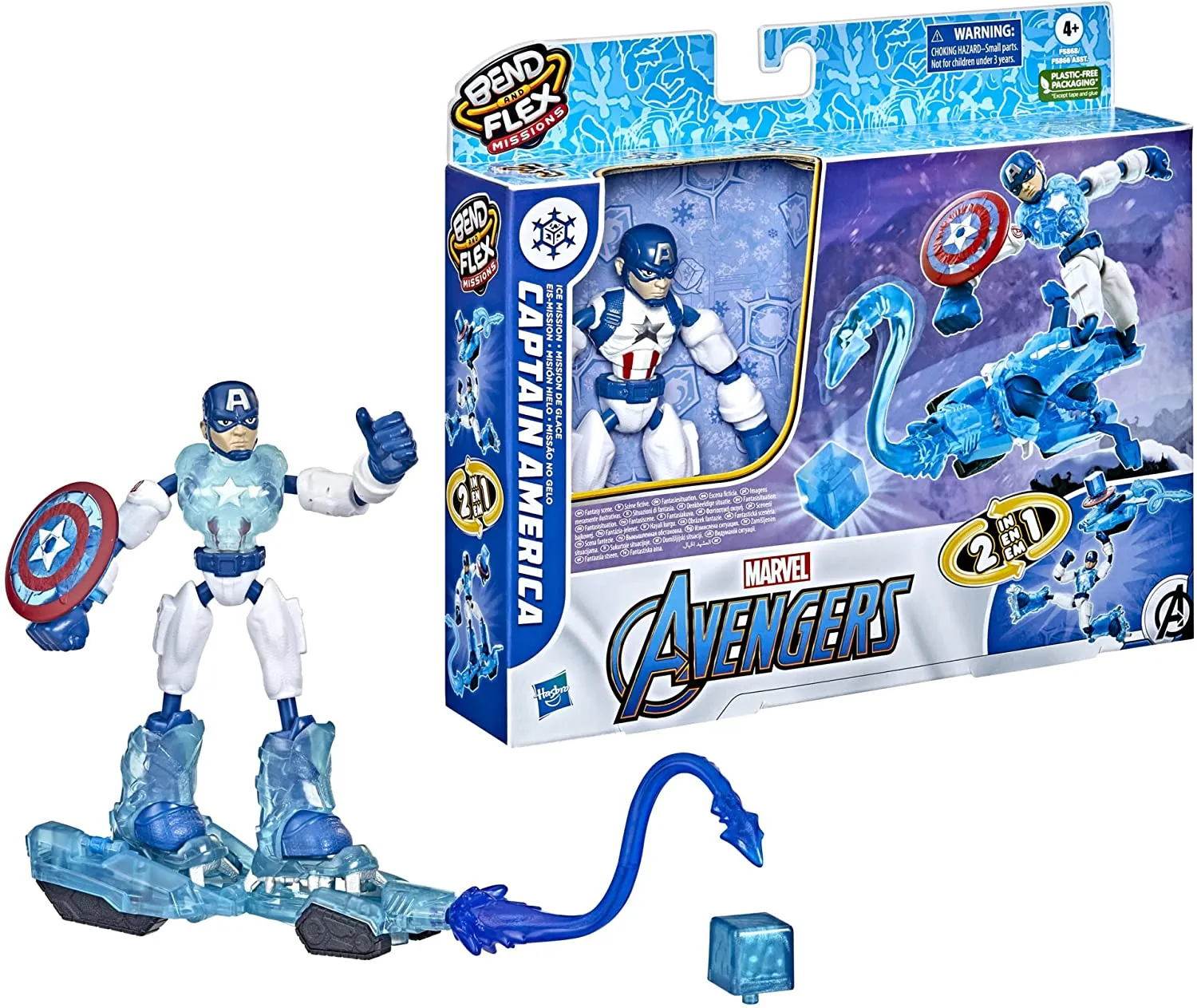 Hasbro Spielzeug Hasbro Marvel Avengers Beuge- und Flex-Missionen Captain America Eis-Mission Figur