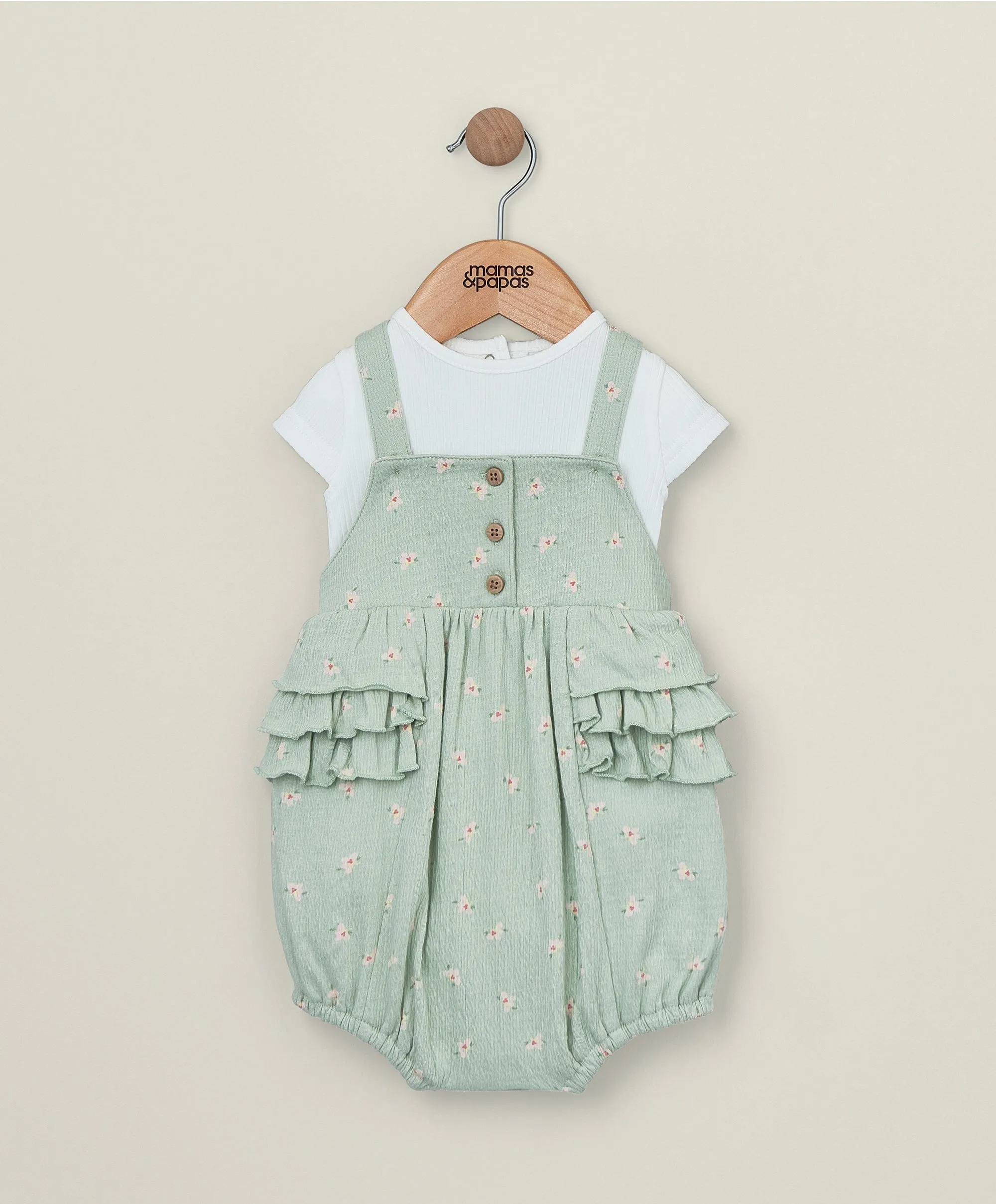 Hibiscus Kurzarm-Bodysuit & Overall-Outfit-Set Babykids Mamas & Papas