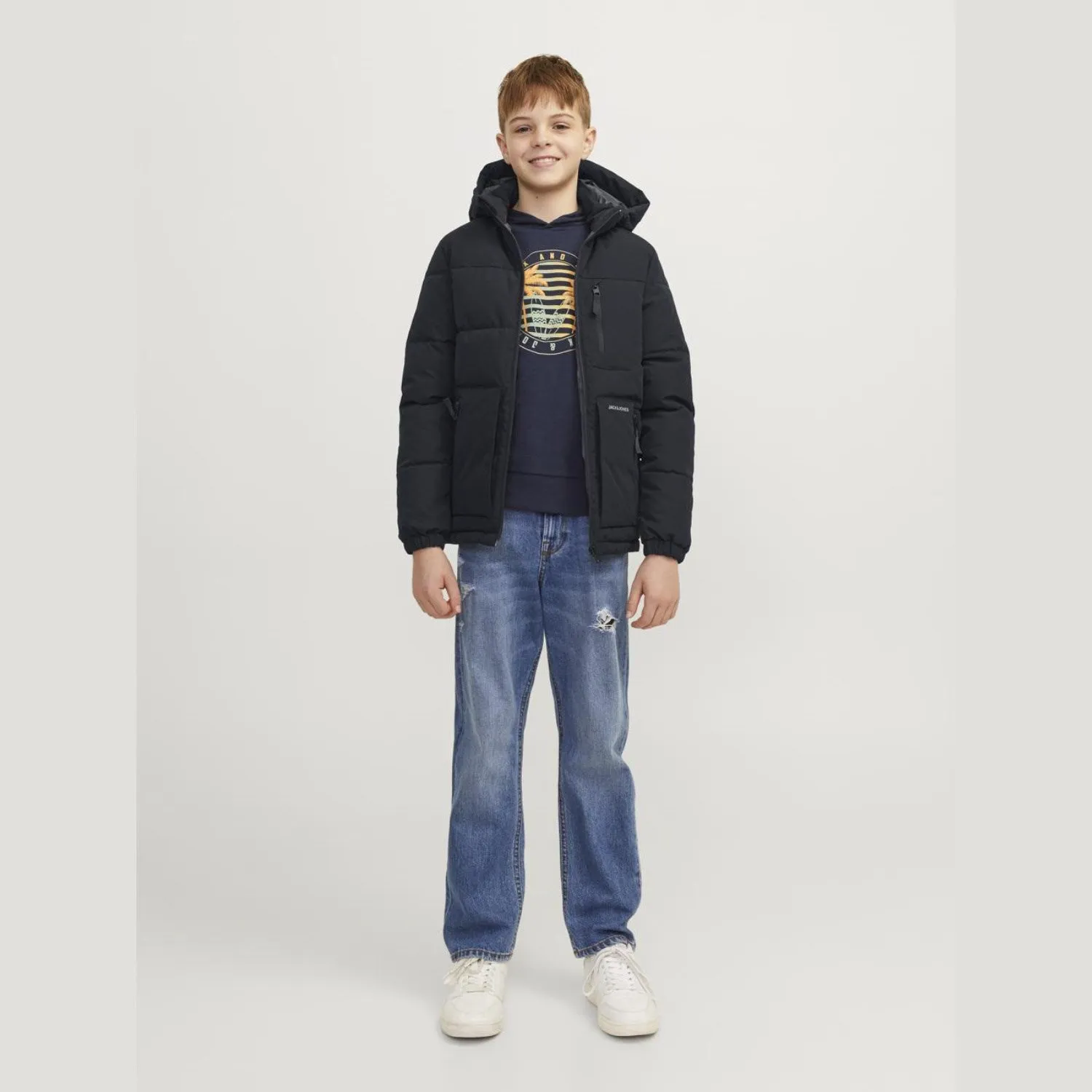 Jack & Jones Junior Schwarze Eotto Daunenjacke Jack Jones Junior
