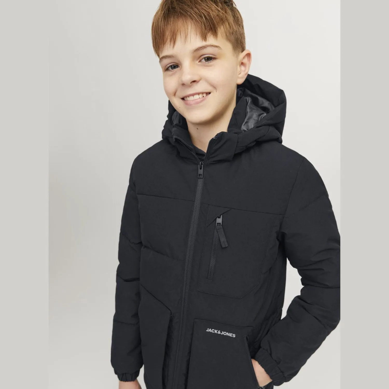 Jack & Jones Junior Schwarze Eotto Daunenjacke Jack Jones Junior