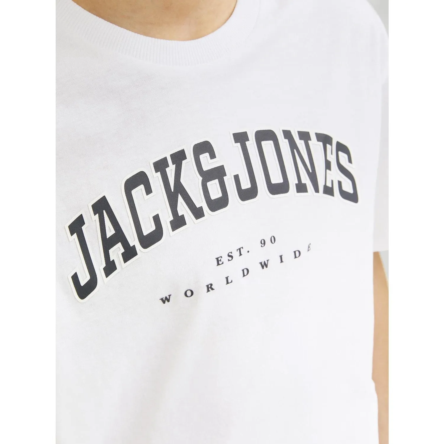 Jack & Jones Junior Weißes Caleb Varsity T-Shirt mit Rundhalsausschnitt Jack Jones Junior