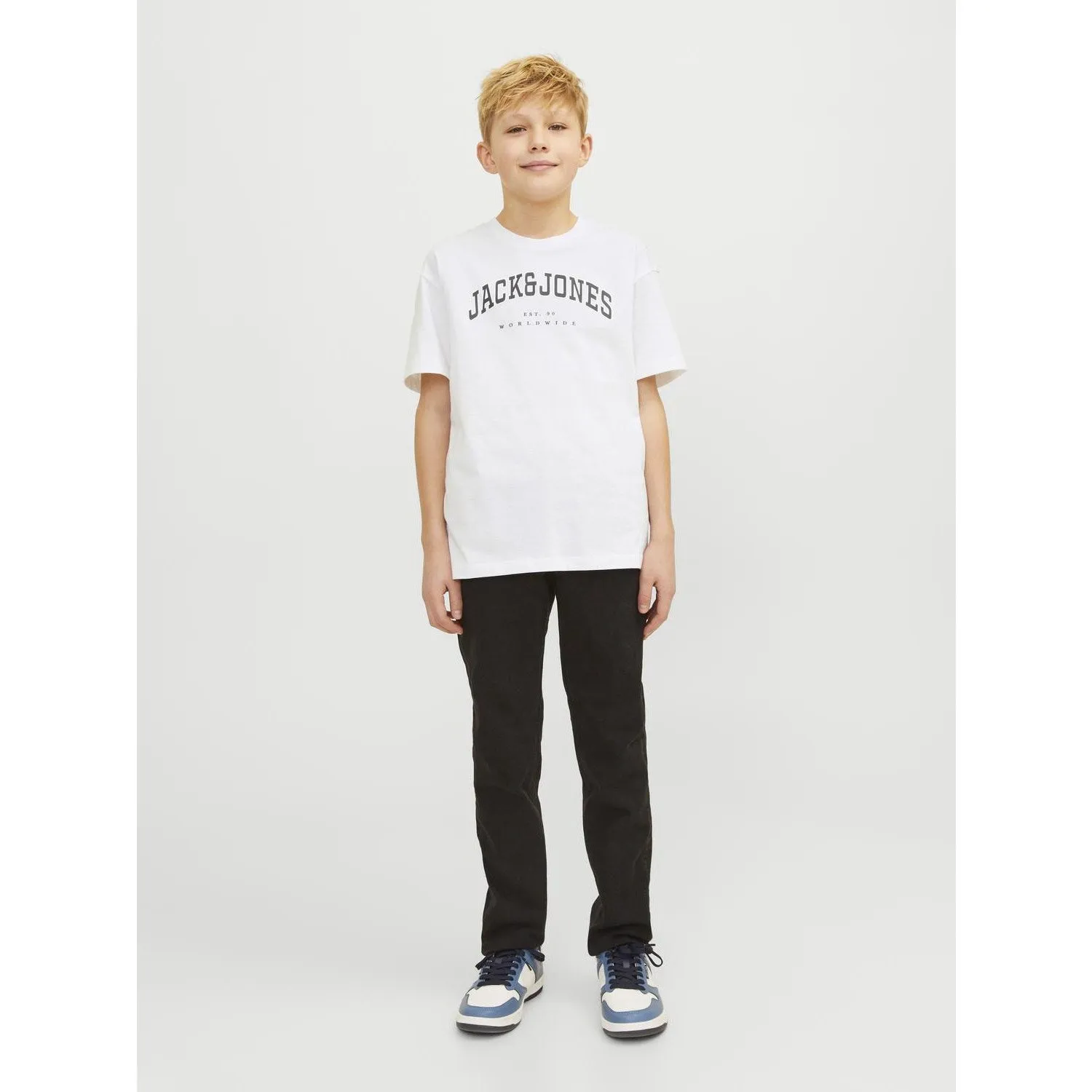 Jack & Jones Junior Weißes Caleb Varsity T-Shirt mit Rundhalsausschnitt Jack Jones Junior