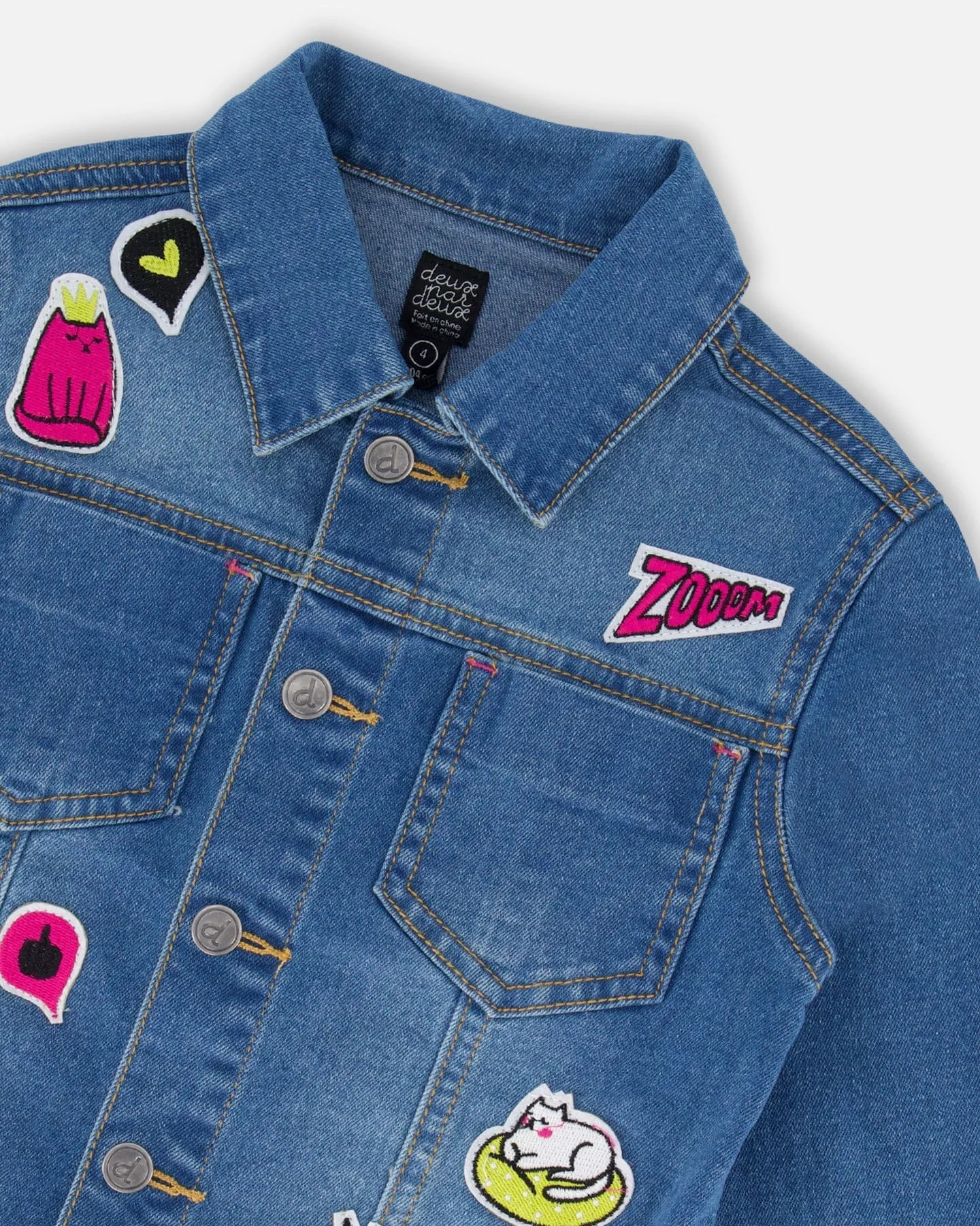 Jean Jacke mit lustigen Aufnähern Babykids_Deux-Par-Deux