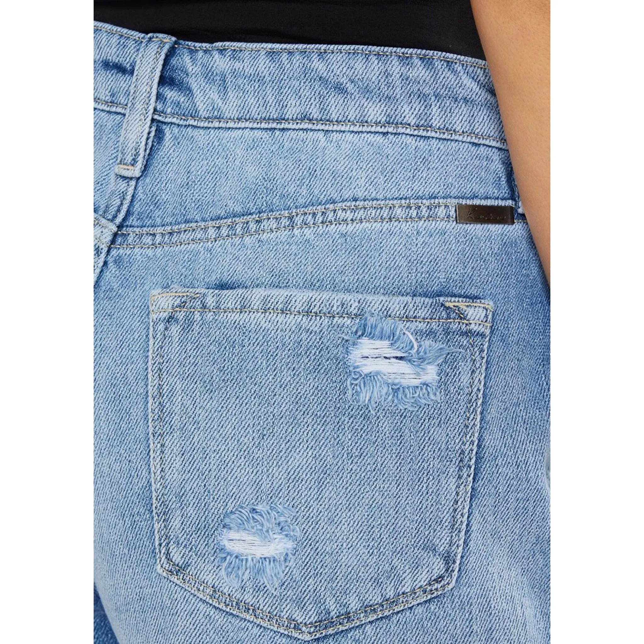 KanCan Damen High-Waist Shorts mit Ausfransungen