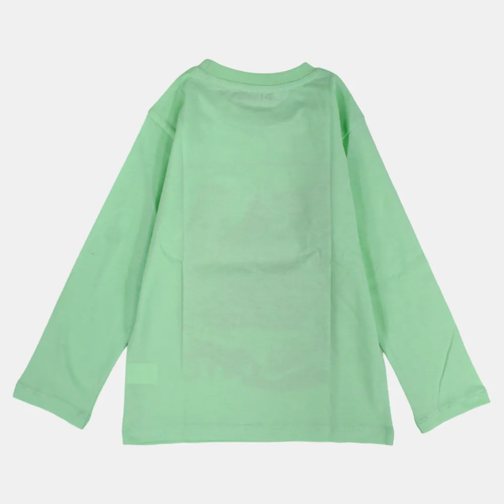 Kinder Jungen Baumwoll Langarm T-Shirt – Zitronengrüner Dino Druck