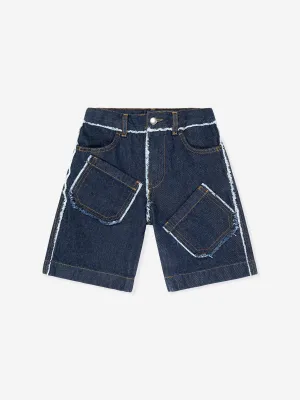Blaue Denim-Kurzhose mit Taschen für Kinder