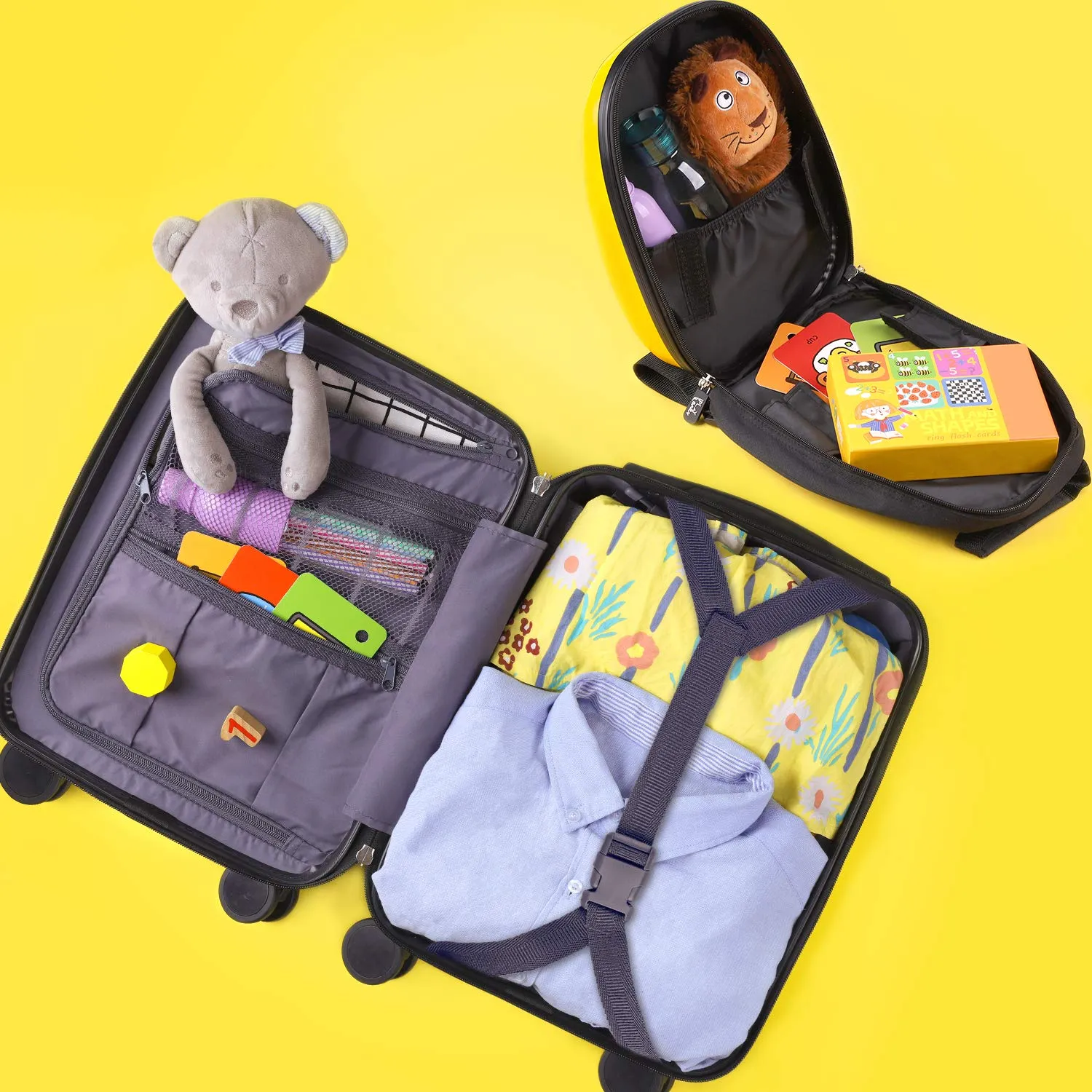 Kinder-Löwen-Gepäckset Handgepäck-Koffer mit Rucksack