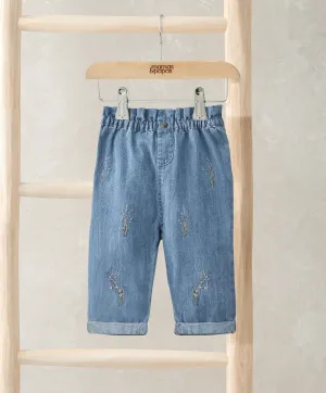 Lavendel bestickte Jeans