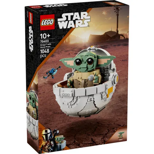Lego-Spielzeug Grougu mit Schwebe-Kinderwagen