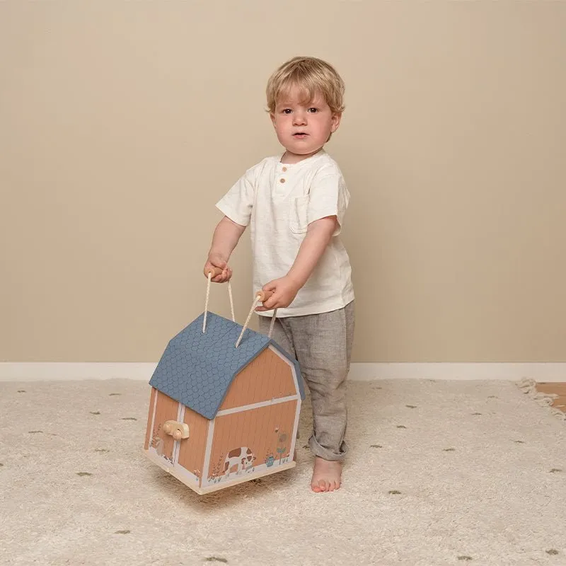 Little Dutch: Holz-Puppenhaus Spielscheune mit Figuren - Kleine Farm