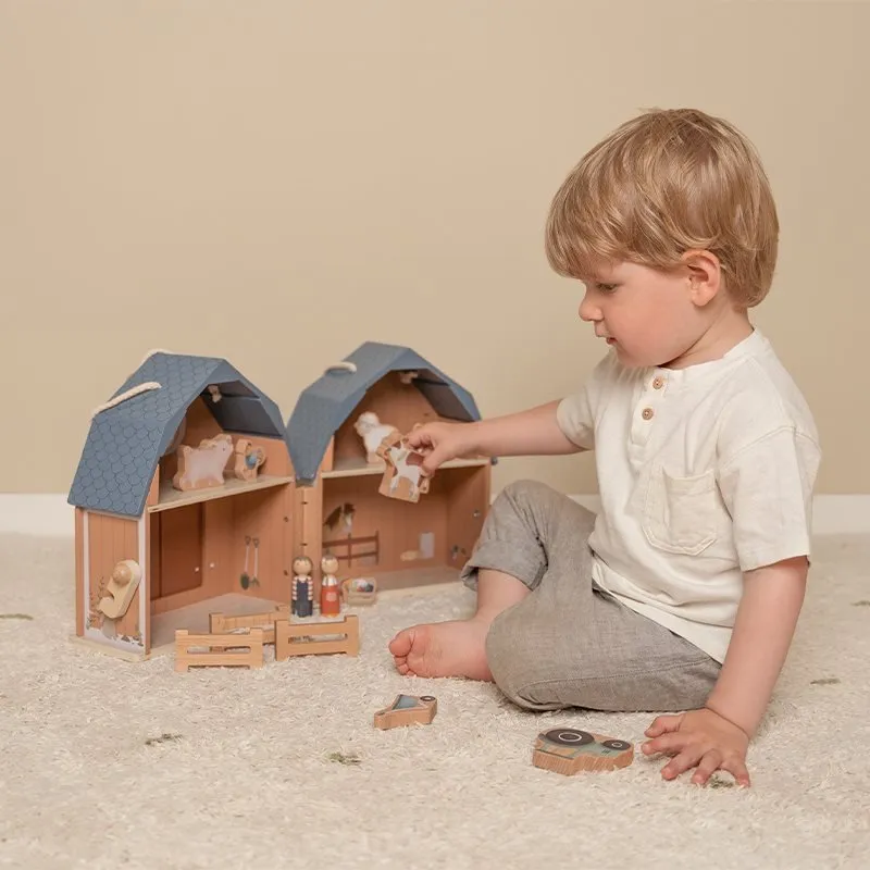 Little Dutch: Holz-Puppenhaus Spielscheune mit Figuren - Kleine Farm