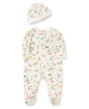Little Me Zip Fußbedeckender Einteiler und Hut Babykids Little Me