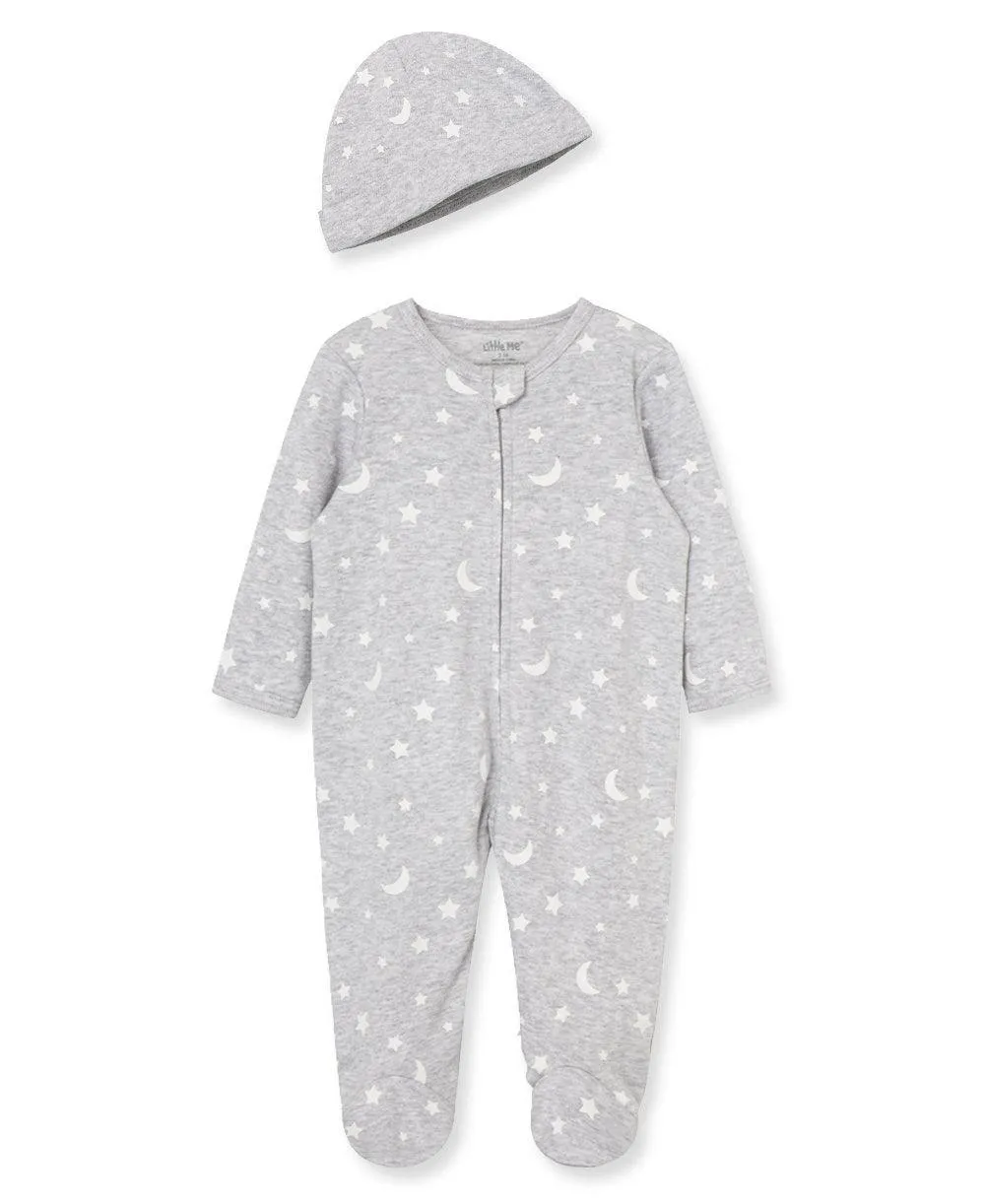 Little Me Zip Fußbedeckender Einteiler und Hut Babykids Little Me