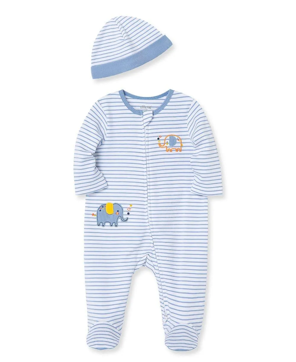 Little Me Zip Fußbedeckender Einteiler und Hut Babykids Little Me