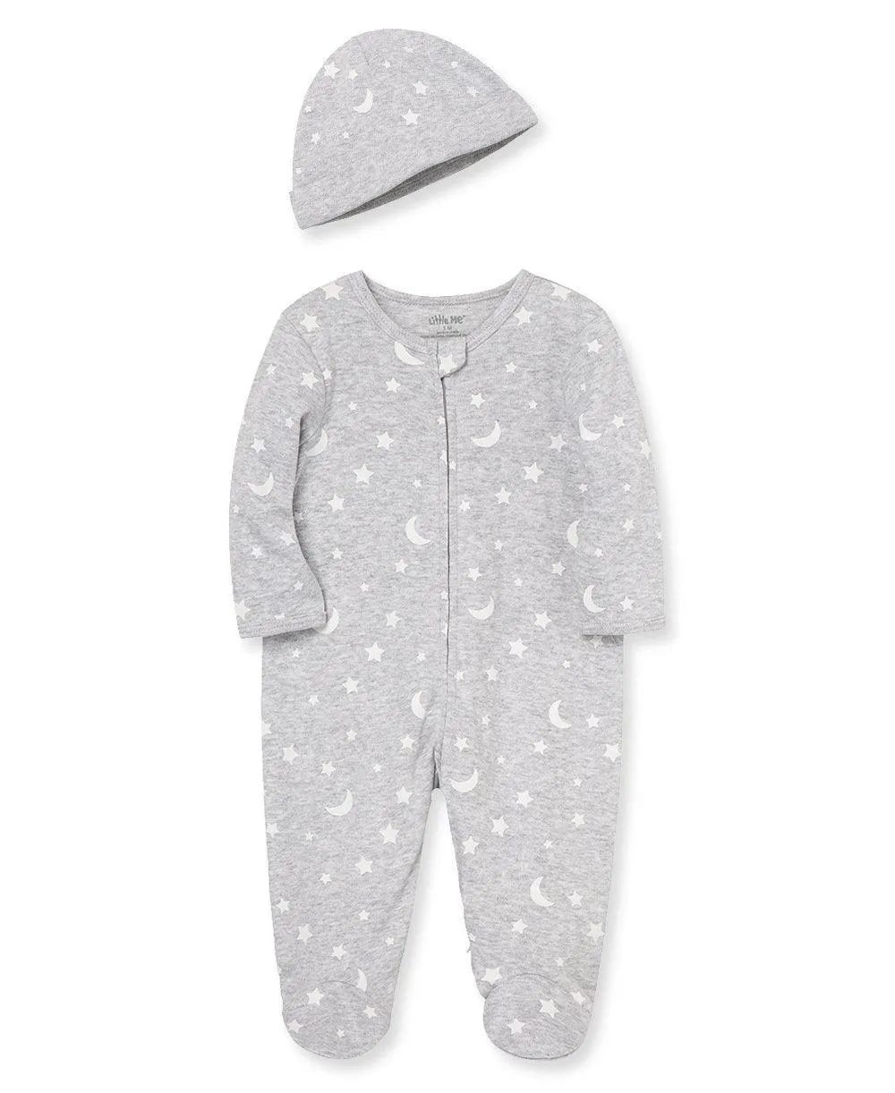 Little Me Zip Fußbedeckender Einteiler und Hut Babykids Little Me