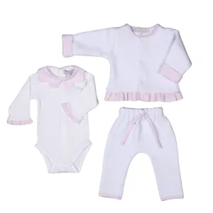 Lucy | Mädchen Weiß Gestepptes Baumwoll-Jacken-Set (3) Babykids_Bebe-Sweeny