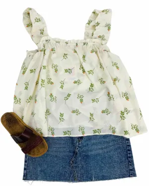 LuLaRoe Größe XL Creme/Grün Blumen NEU Oberteile Top-Ärmellos