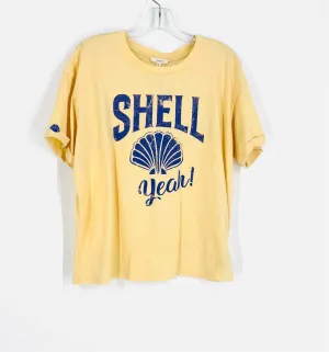 Maurices Größe M Gelb/Blau Siebdruck Tops Top-Kurzarm
