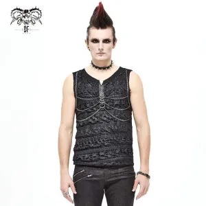 Herren Gothic Punk Ketten Rüschen Tanktops