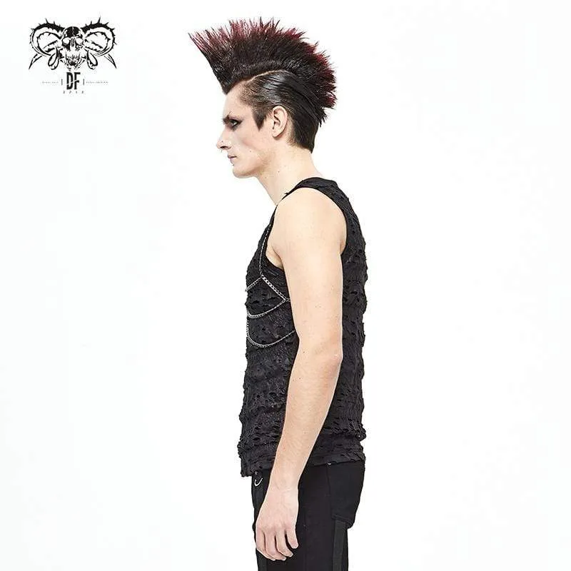 Herren Gothic Punk Ketten Rüschen Tanktops