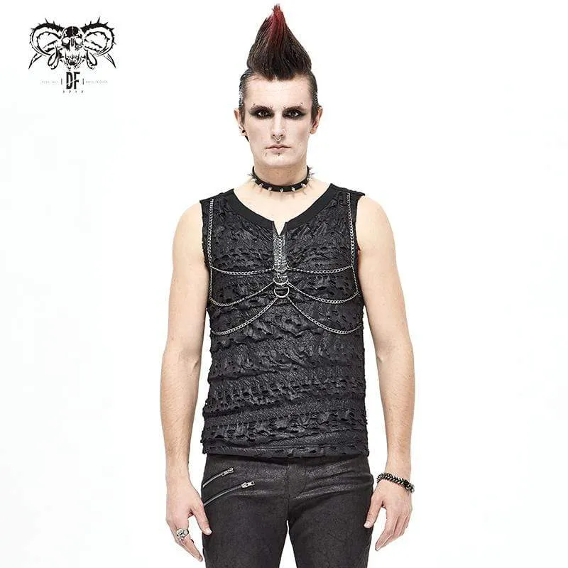 Herren Gothic Punk Ketten Rüschen Tanktops