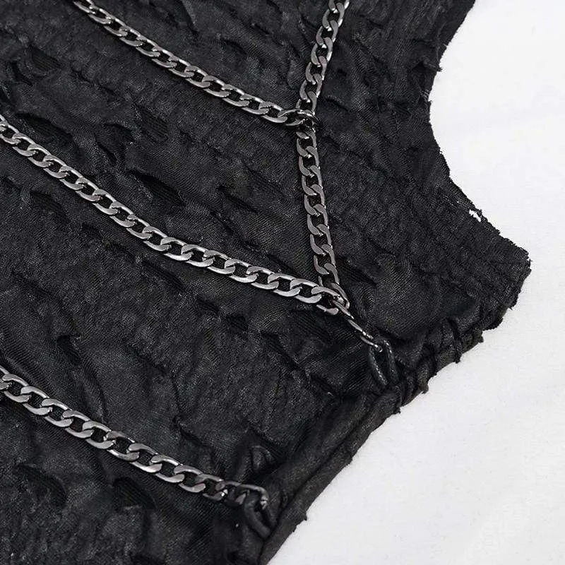 Herren Gothic Punk Ketten Rüschen Tanktops