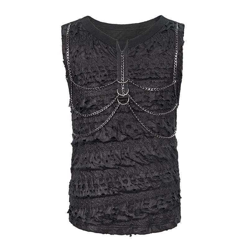 Herren Gothic Punk Ketten Rüschen Tanktops