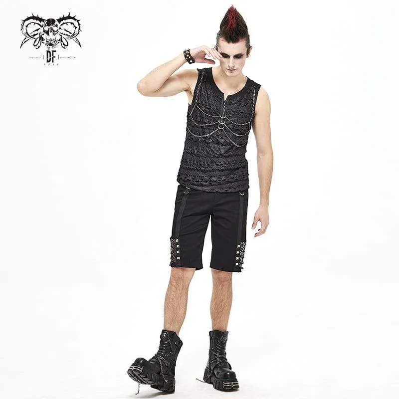 Herren Gothic Punk Ketten Rüschen Tanktops