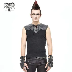 Herren Gothic Punk Schmale Passform Schnürbare Tanktops Schwarz