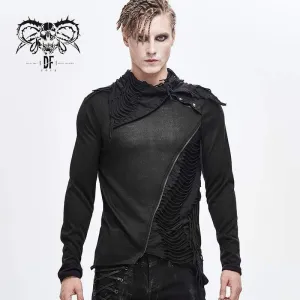 Herren-Turtleneck mit Ausschnitt und Grunge-Optik - Zerrissene Standard-Oberteile