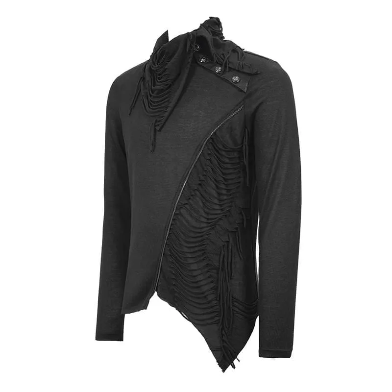 Herren-Turtleneck mit Ausschnitt und Grunge-Optik - Zerrissene Standard-Oberteile