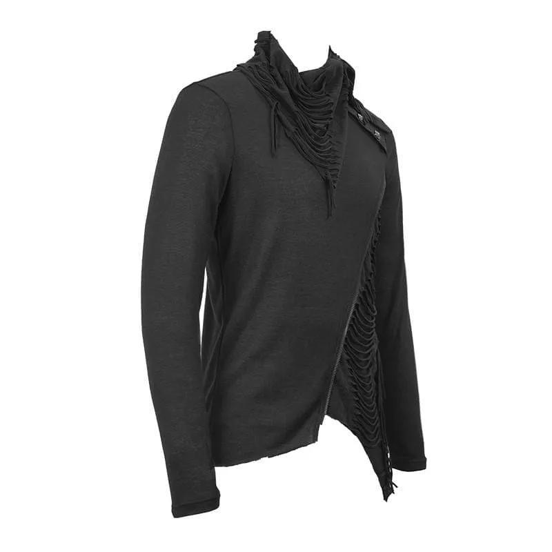 Herren-Turtleneck mit Ausschnitt und Grunge-Optik - Zerrissene Standard-Oberteile