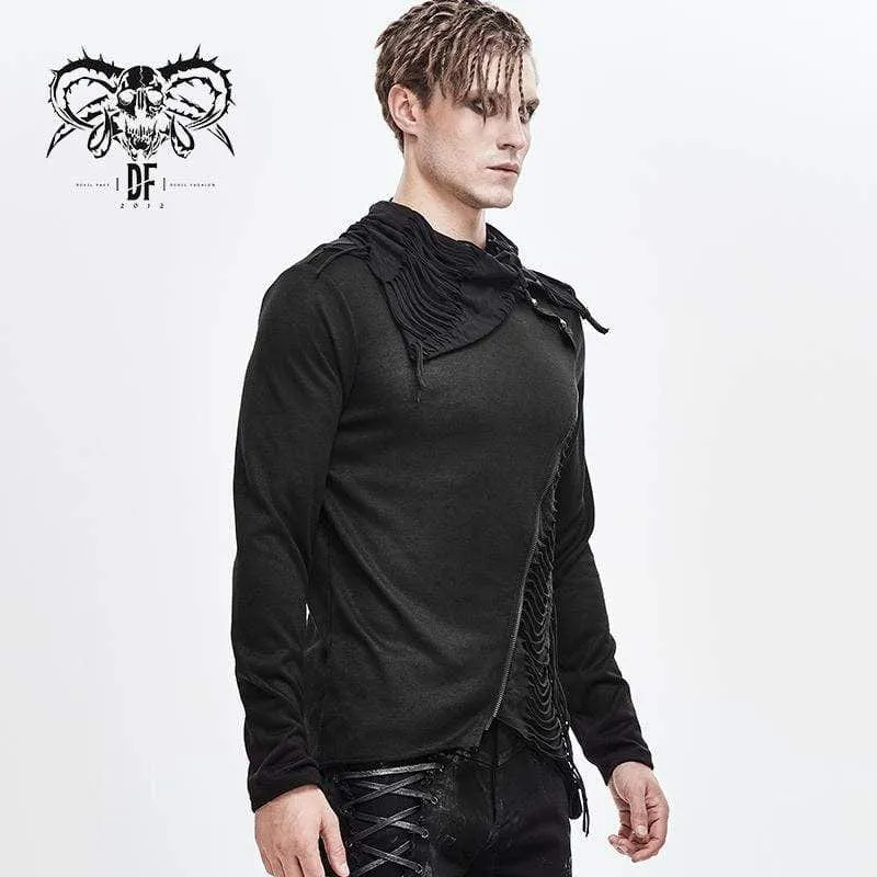 Herren-Turtleneck mit Ausschnitt und Grunge-Optik - Zerrissene Standard-Oberteile