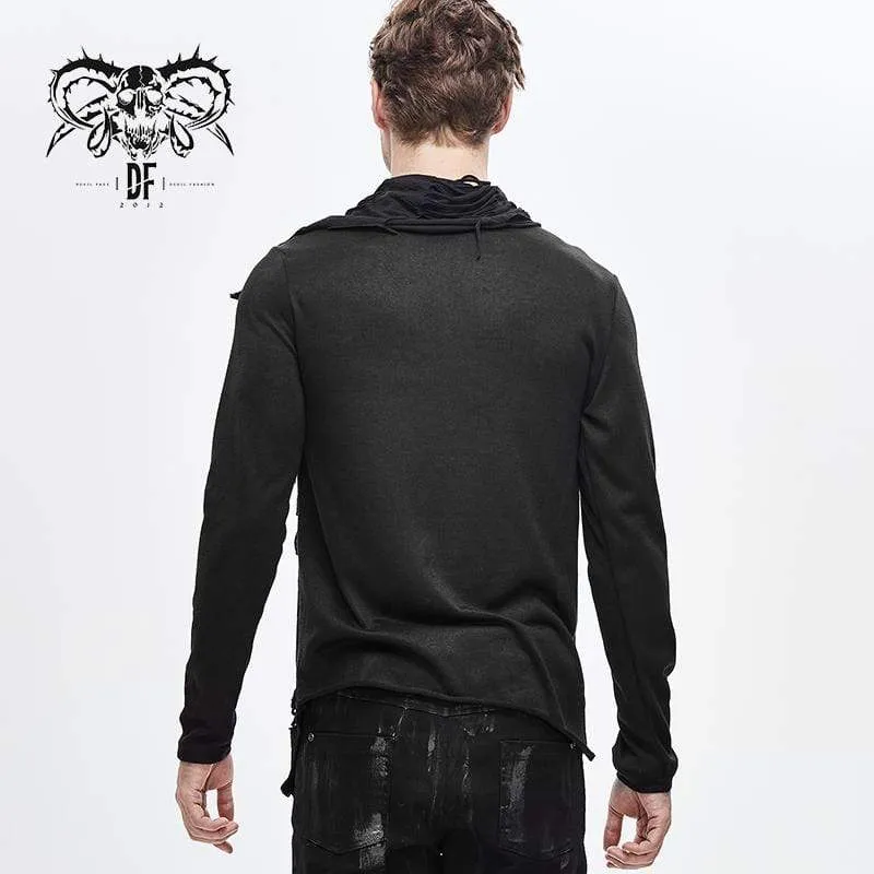 Herren-Turtleneck mit Ausschnitt und Grunge-Optik - Zerrissene Standard-Oberteile