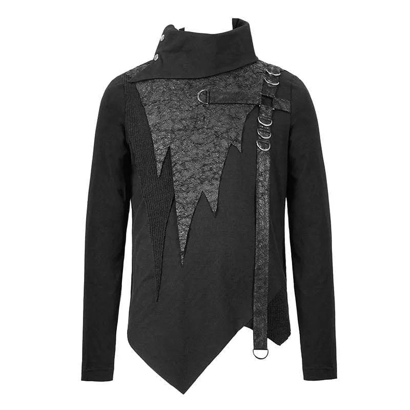 Herren Rollkragen-Pullover mit Kunstleder-Applikation und Gürtel