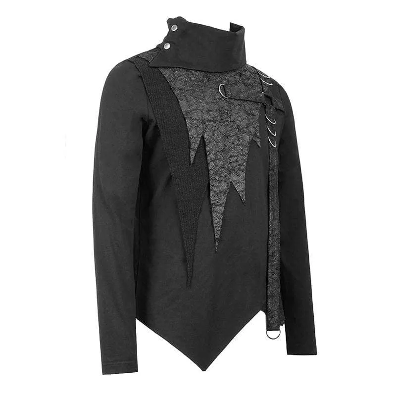 Herren Rollkragen-Pullover mit Kunstleder-Applikation und Gürtel