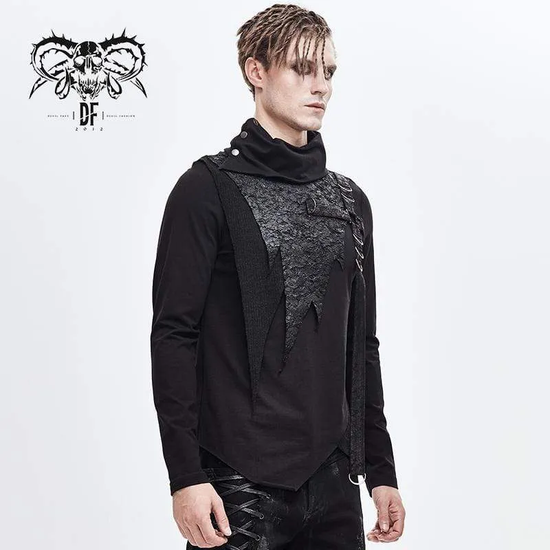 Herren Rollkragen-Pullover mit Kunstleder-Applikation und Gürtel