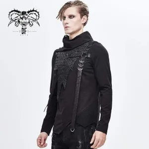 Herren Rollkragen-Pullover mit Kunstleder-Applikation und Gürtel