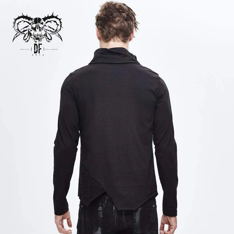 Herren Rollkragen-Pullover mit Kunstleder-Applikation und Gürtel