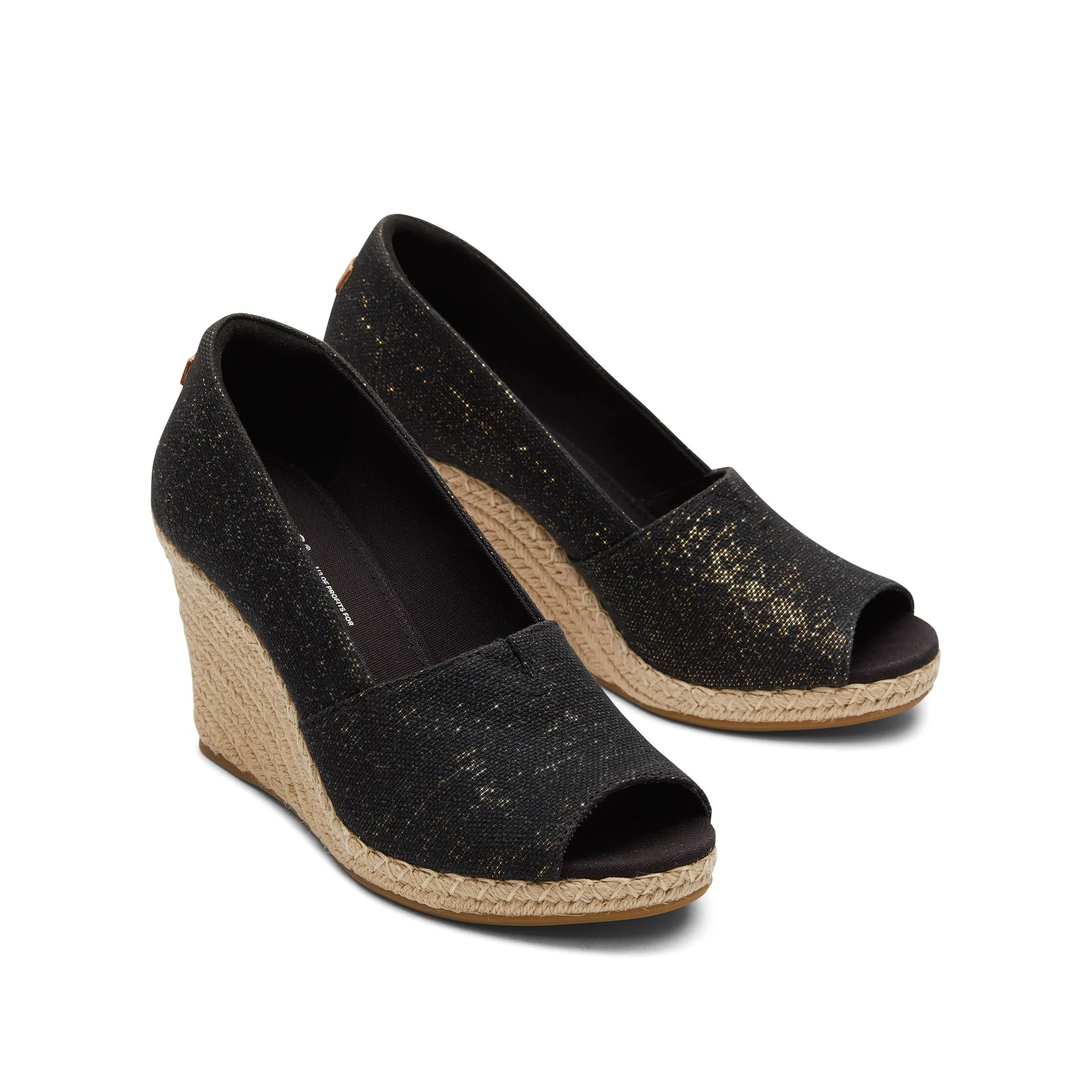 Michelle Black Metallic Leinen Keilabsatz
