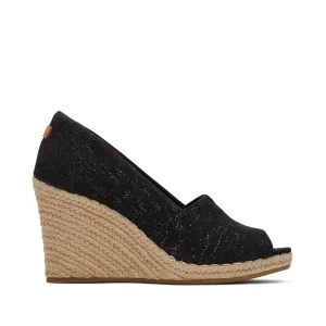 Michelle Black Metallic Leinen Keilabsatz