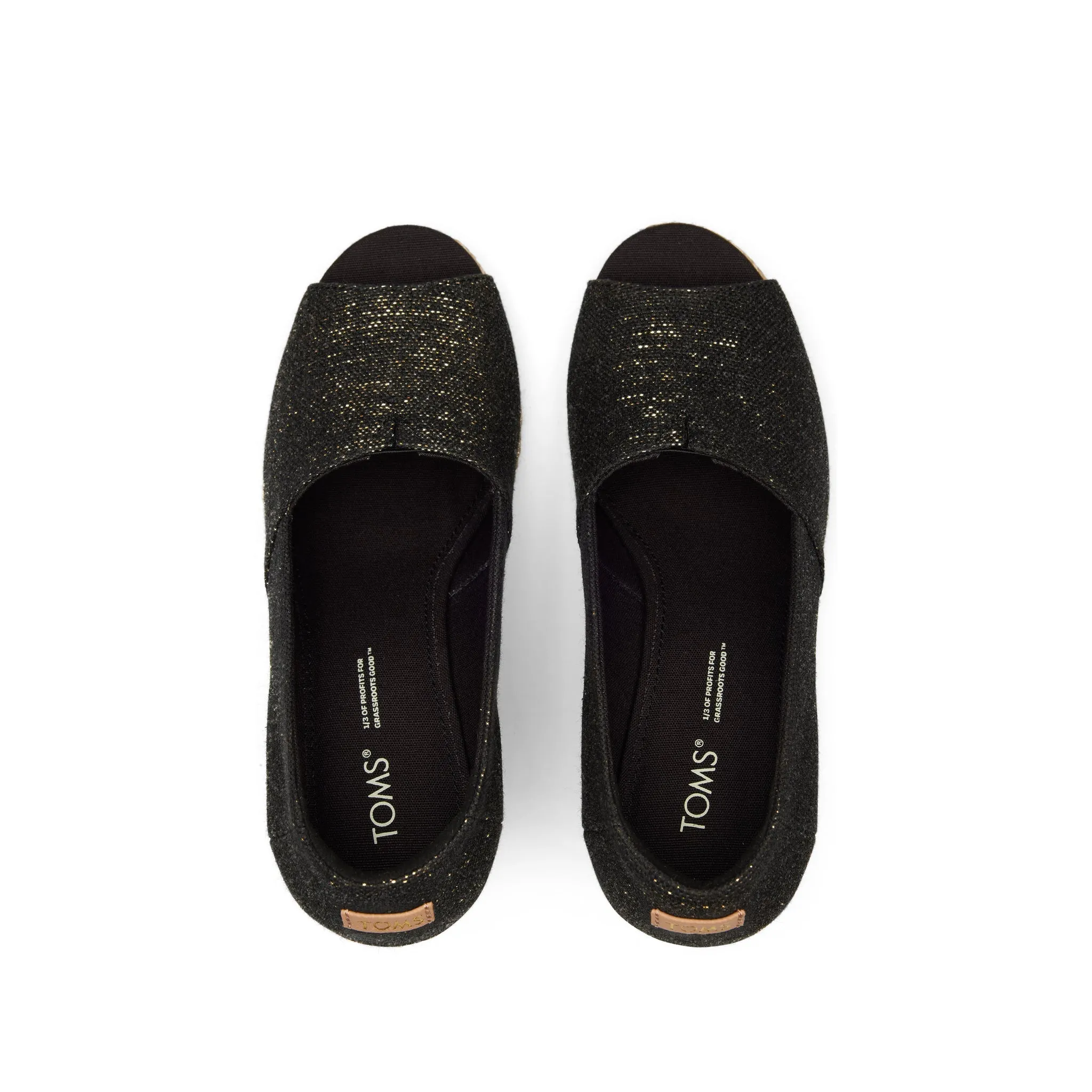 Michelle Black Metallic Leinen Keilabsatz