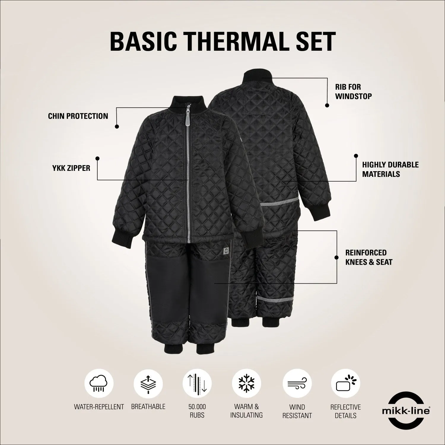 Mikk-Line Schwarzes Thermalset Babykids_Mikk-Line