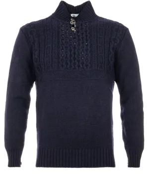 M??irtin Knopfpullover Gestrickt Marineblau
