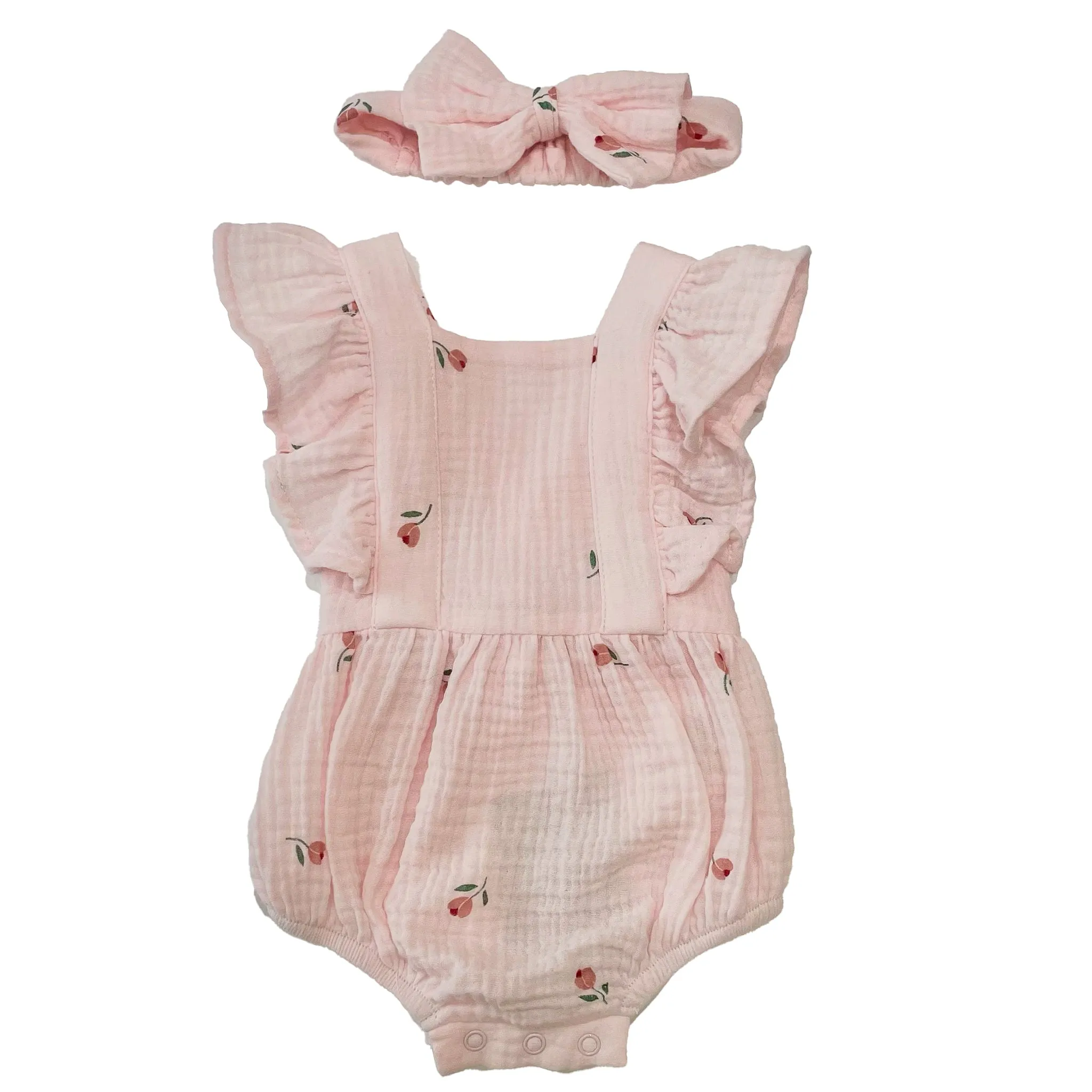 Muslin Rose Strampler mit Stirnband-Set