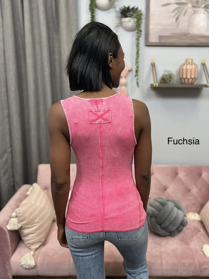 No Turnin' Back Damen-Knopfleiste mit Rohsaum Tanktop
