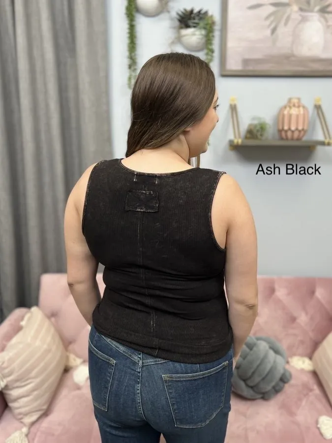 No Turnin' Back Damen-Knopfleiste mit Rohsaum Tanktop