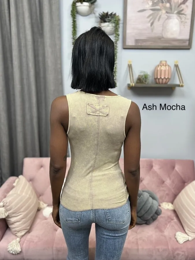 No Turnin' Back Damen-Knopfleiste mit Rohsaum Tanktop